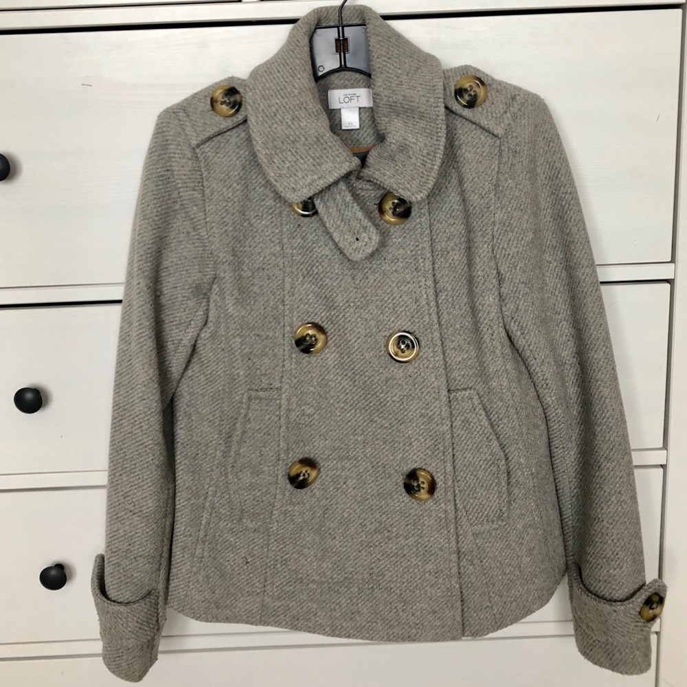 Gray Tweed Peacoat - LOFT